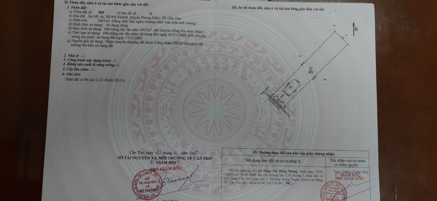 Bán miếng đất 2.200m2 có 200m2 ODT - Mỹ Khánh, Phong Điền, Cần Thơ